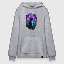 Толстовка-худи оверсайз ДЖИНКС, ЛИГА ЛЕГЕНД ARCANE JINX, цвет: меланж