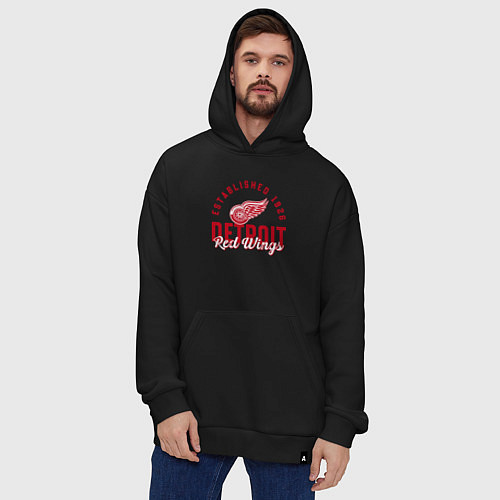 Худи оверсайз Detroit Red Wings Детройт Ред Вингз / Черный – фото 4