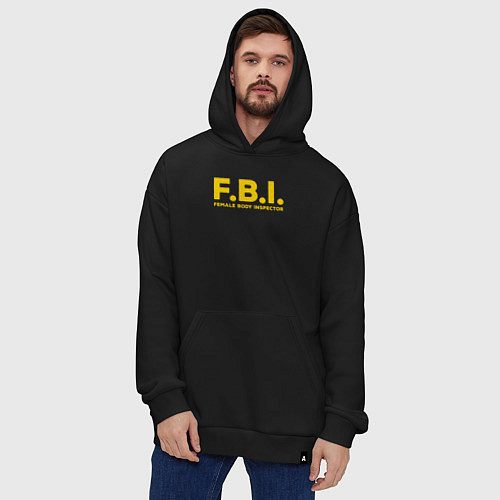 Худи оверсайз FBI Женского тела инспектор / Черный – фото 4