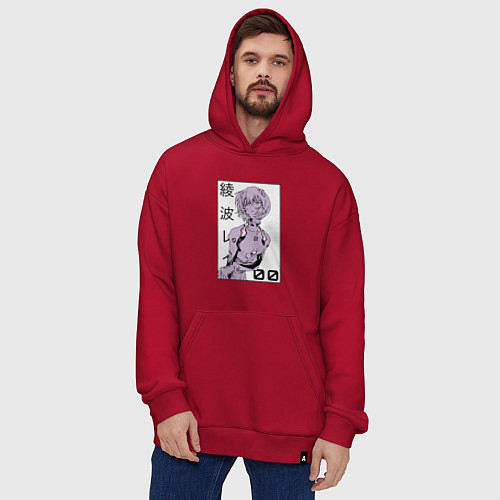 Худи оверсайз Neon Genesis Evangelion Рей 09 / Красный – фото 4