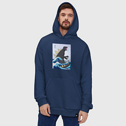 Толстовка-худи оверсайз Godzilla in The Waves Eastern, цвет: тёмно-синий — фото 2