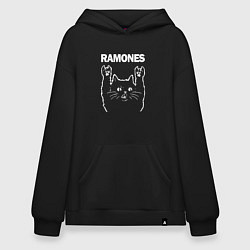 Толстовка-худи оверсайз RAMONES, РАМОНЕС, цвет: черный