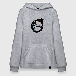 Худи оверсайз Обнимашки волк и кошка