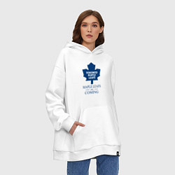 Толстовка-худи оверсайз Toronto Maple Leafs are coming Торонто Мейпл Лифс, цвет: белый — фото 2