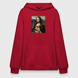 Толстовка-худи оверсайз Shiba Inu Mona Lisa, цвет: красный