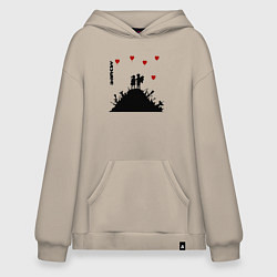 Худи оверсайз Banksy Бэнкси мальчик и девочка на горе оружия