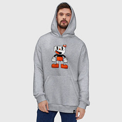 Толстовка-худи оверсайз Cuphead красная чашечка, цвет: меланж — фото 2