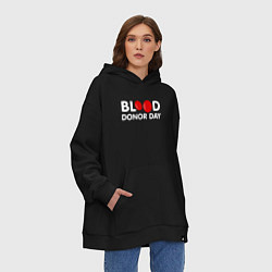 Толстовка-худи оверсайз Blood Donor Day, цвет: черный — фото 2