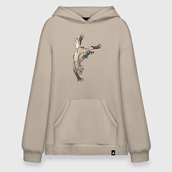 Толстовка-худи оверсайз Котяра акробат Acrobat cat, цвет: миндальный