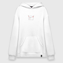 Худи оверсайз I hate people, текст с белым мемным котом