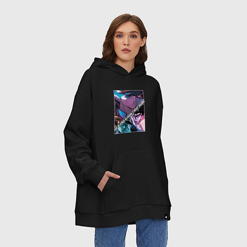 Худи оверсайз Джотаро Куджо из ДжоДжо / Черный – фото 3