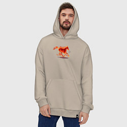 Толстовка-худи оверсайз Fire horse огненная лошадь, цвет: миндальный — фото 2
