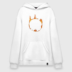 Толстовка-худи оверсайз Dark Souls Знак тьмы, цвет: белый