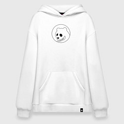 Толстовка-худи оверсайз Смешной медведь с зубами, цвет: белый