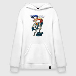 Толстовка-худи оверсайз Earth worm - Jim, цвет: белый