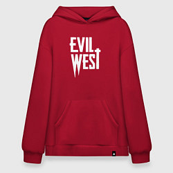 Толстовка-худи оверсайз Evil west logo, цвет: красный