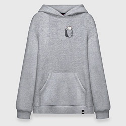 Толстовка-худи оверсайз Карманный кот мем, цвет: меланж
