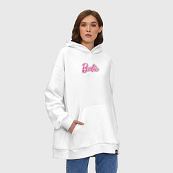 Толстовка-худи оверсайз Barbie logo, цвет: белый — фото 2