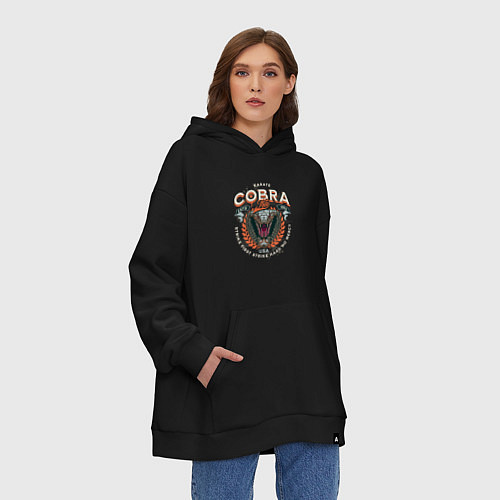 Худи оверсайз Кобра Кай - логотип с Коброй Cobra Kai Logo / Черный – фото 3