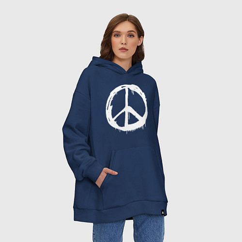 Худи оверсайз Pacific symbol white / Тёмно-синий – фото 3