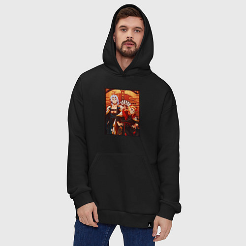 Худи оверсайз Тенген и Ренгоку красивые - Клинок рассекающий дем / Черный – фото 4