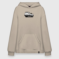 Толстовка-худи оверсайз Бездорожье без дорог, цвет: миндальный