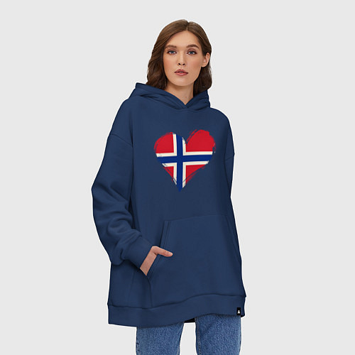 Худи оверсайз Сердце - Норвегия / Тёмно-синий – фото 3