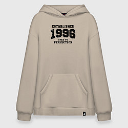 Толстовка-худи оверсайз Основана в 1996 году и доведена до совершенства, цвет: миндальный