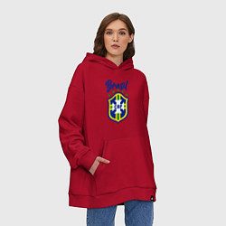 Толстовка-худи оверсайз Brasil Football, цвет: красный — фото 2