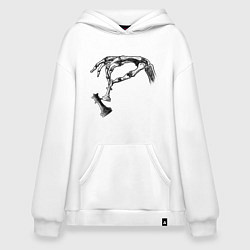 Толстовка-худи оверсайз Рука с шахматами, цвет: белый