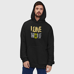 Толстовка-худи оверсайз Lone Wolf - одинокий волк, цвет: черный — фото 2