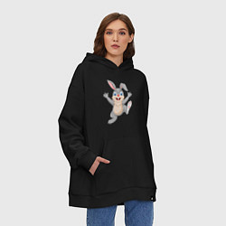 Толстовка-худи оверсайз Running Rabbit, цвет: черный — фото 2