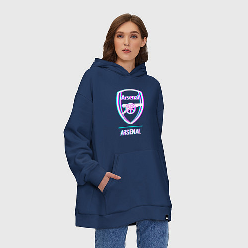 Худи оверсайз Arsenal FC в стиле glitch / Тёмно-синий – фото 3
