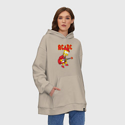 Толстовка-худи оверсайз AC DC Барт Симпсон, цвет: миндальный — фото 2