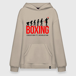 Толстовка-худи оверсайз Boxing evolution, цвет: миндальный
