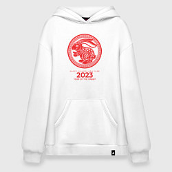 Толстовка-худи оверсайз Year of the rabbit - 2023, happy chinese New Year, цвет: белый