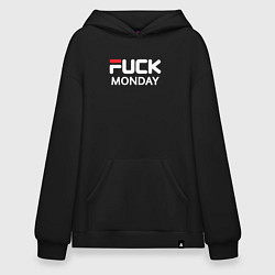 Толстовка-худи оверсайз Fuck monday, fila, anti-brand, цвет: черный