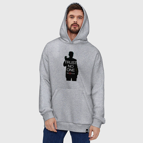 Худи оверсайз X files - курильщик / Меланж – фото 4