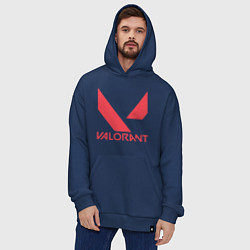 Толстовка-худи оверсайз Valorant - logo, цвет: тёмно-синий — фото 2