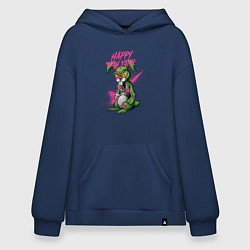Толстовка-худи оверсайз Zombie rabbit New year, цвет: тёмно-синий