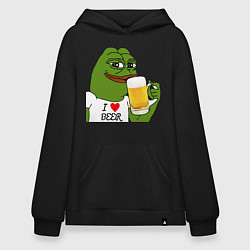 Толстовка-худи оверсайз Drink Pepe, цвет: черный