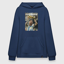 Толстовка-худи оверсайз Lionel Messi - world champion - Argentina, цвет: тёмно-синий