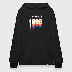 Толстовка-худи оверсайз Made in 1996 liquid art, цвет: черный