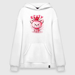 Толстовка-худи оверсайз Котёнок с короной, цвет: белый