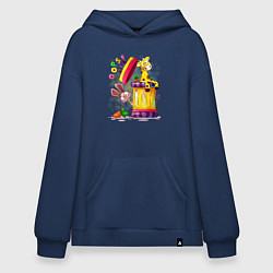 Толстовка-худи оверсайз Жираф и заяц, цвет: тёмно-синий