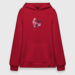 Толстовка-худи оверсайз Вишневое сердце, цвет: красный