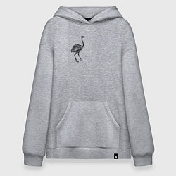 Толстовка-худи оверсайз Набросок страуса, цвет: меланж