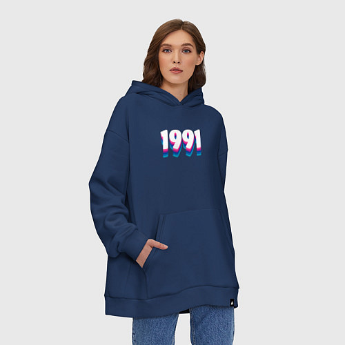 Худи оверсайз Made in 1991 vintage art / Тёмно-синий – фото 3