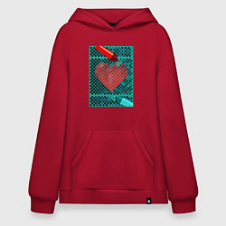 Толстовка-худи оверсайз Красное сердце маркером, цвет: красный