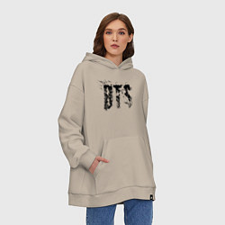 Толстовка-худи оверсайз BTS logo, цвет: миндальный — фото 2